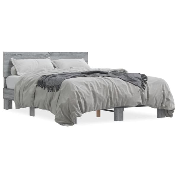 vidaXL Sengeramme grå sonoma 120x190 cm konstruert tre og metall