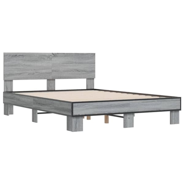 vidaXL Sengeramme grå sonoma 120x190 cm konstruert tre og metall