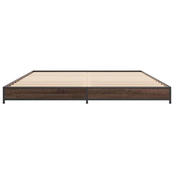 vidaXL Sengeramme brun eik 135x190 cm konstruert tre og metall