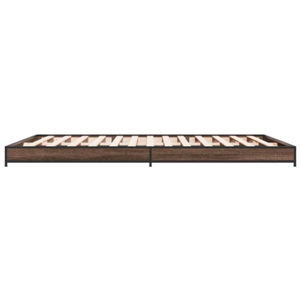 vidaXL Sengeramme brun eik 135x190 cm konstruert tre og metall