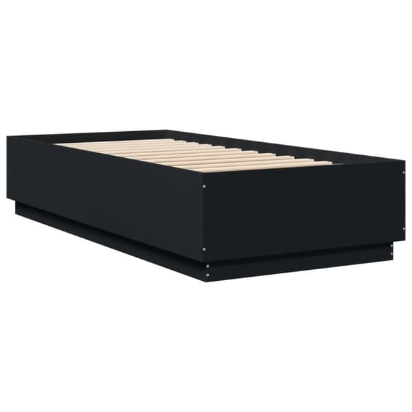 vidaXL Sängynrunko musta 90x200 cm täysi puu