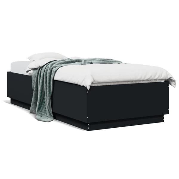 vidaXL Sängynrunko musta 90x200 cm täysi puu