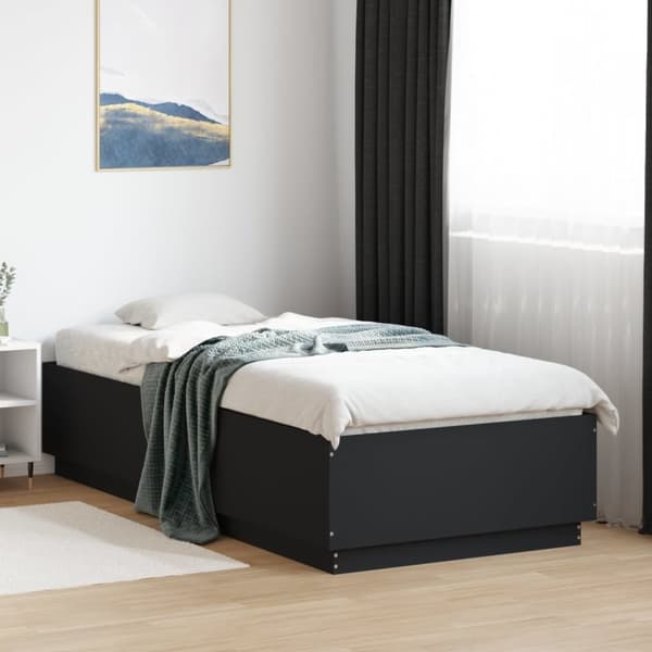 vidaXL Sängynrunko musta 90x200 cm täysi puu