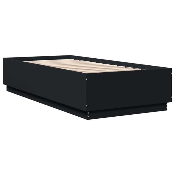vidaXL Sängynrunko musta 90x200 cm täysi puu