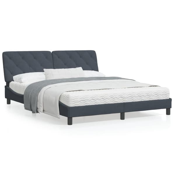 vidaXL seng med madras 160x200 cm velour mørkegrå