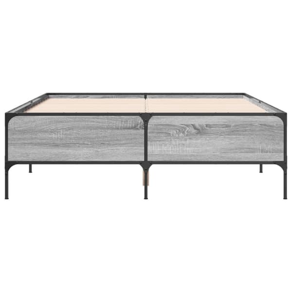 vidaXL Sengeramme grå sonoma 135x190 cm konstruert tre og metall