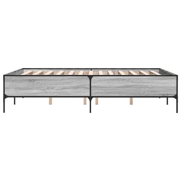vidaXL Sengeramme grå sonoma 135x190 cm konstruert tre og metall