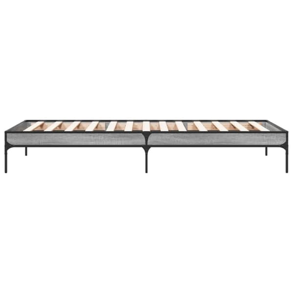 vidaXL Sengeramme grå sonoma 90x200 cm konstruert tre og metall