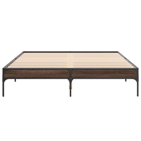 vidaXL Sengeramme brun eik 150x200 cm konstruert tre og metall