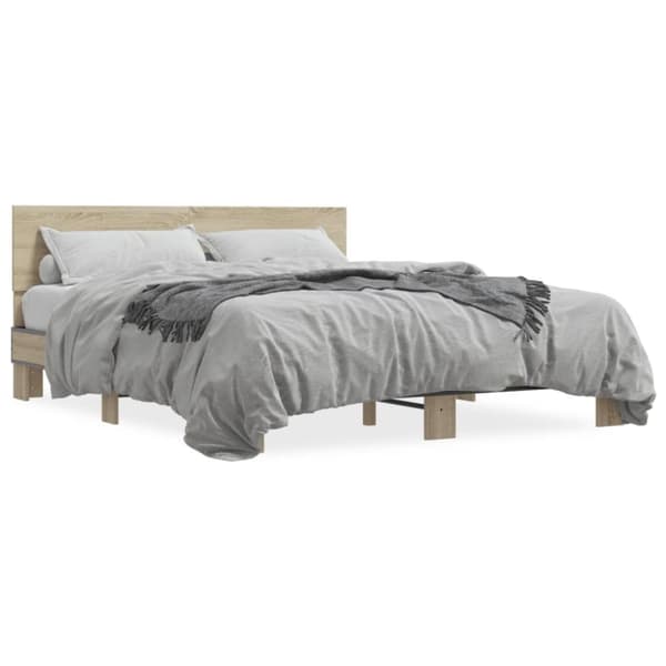vidaXL Sengeramme sonoma eik 160x200 cm konstruert tre og metall