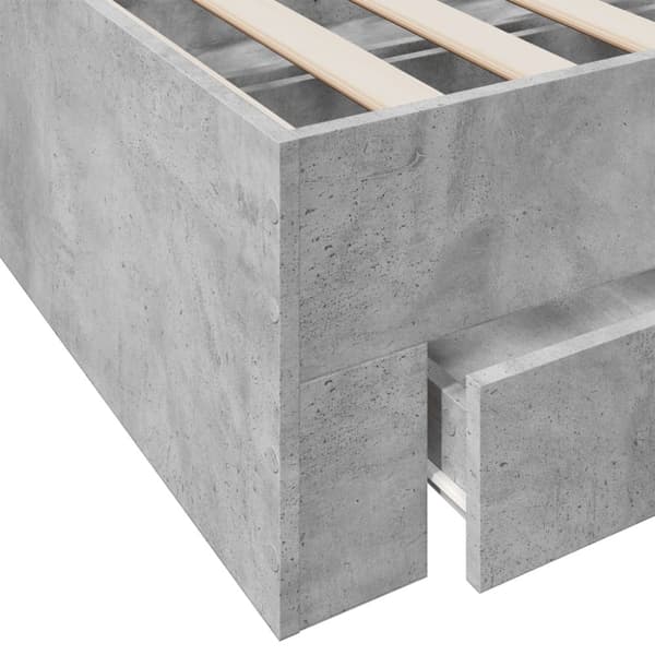 vidaXL sengeramme med skuffer 120x190 cm konstrueret træ betongrå