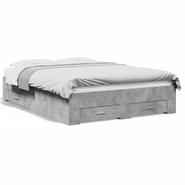 vidaXL sengeramme med skuffer 120x190 cm konstrueret træ betongrå