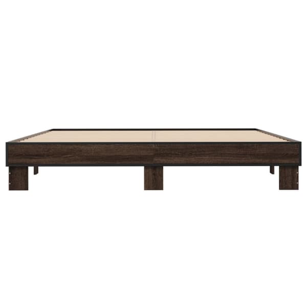 vidaXL Sengeramme brun eik 200x200 cm konstruert tre og metall