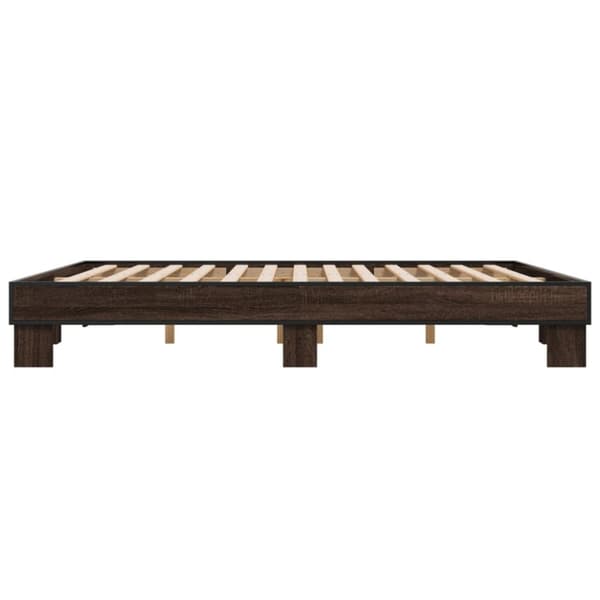 vidaXL Sengeramme brun eik 200x200 cm konstruert tre og metall