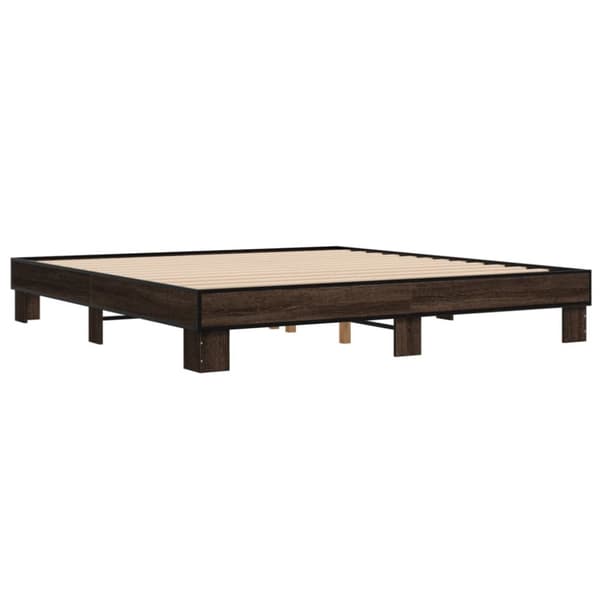 vidaXL Sengeramme brun eik 200x200 cm konstruert tre og metall