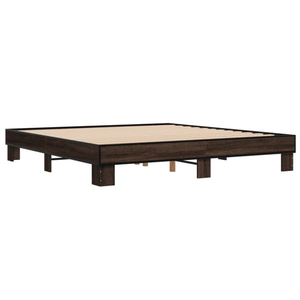 vidaXL Sengeramme brun eik 200x200 cm konstruert tre og metall