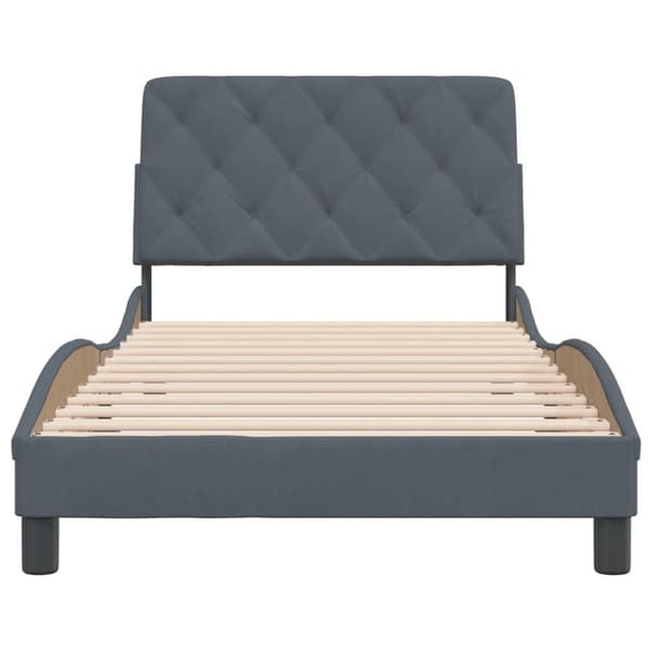 vidaXL sengeramme med sengegavl 100x200 cm fløjl mørkegrå