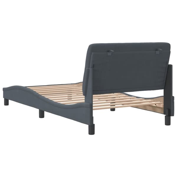 vidaXL sengeramme med sengegavl 100x200 cm fløjl mørkegrå