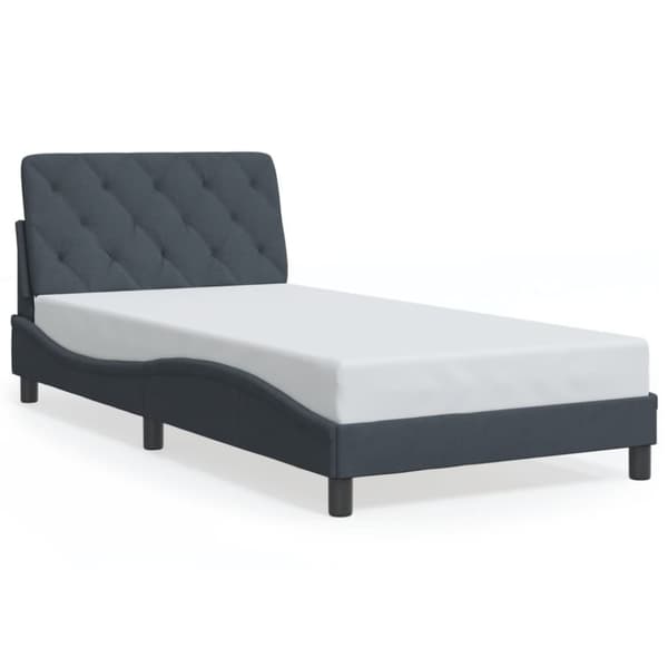 vidaXL sengeramme med sengegavl 100x200 cm fløjl mørkegrå