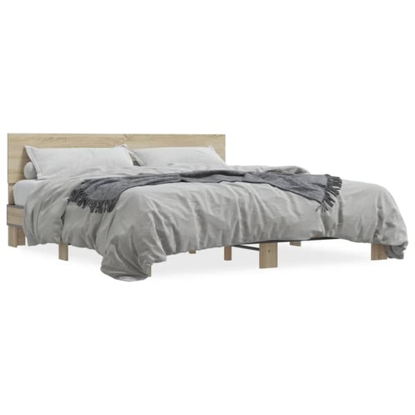 vidaXL sengestel 180x200 cm konstrueret træ og metal sonoma-eg