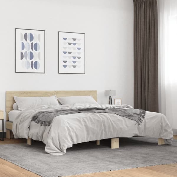 vidaXL sengestel 180x200 cm konstrueret træ og metal sonoma-eg