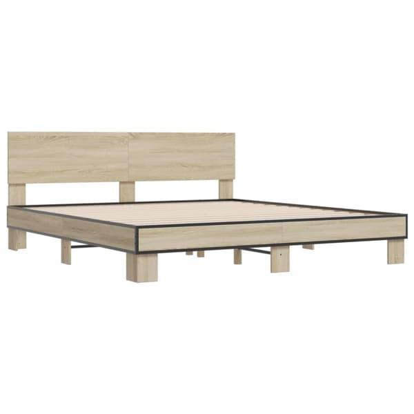 vidaXL sengestel 180x200 cm konstrueret træ og metal sonoma-eg