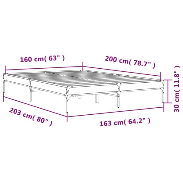 vidaXL Sengeramme svart 160x200 cm konstruert tre og metall