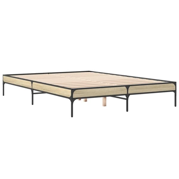 vidaXL Sengeramme sonoma eik 150x200 cm konstruert tre og metall