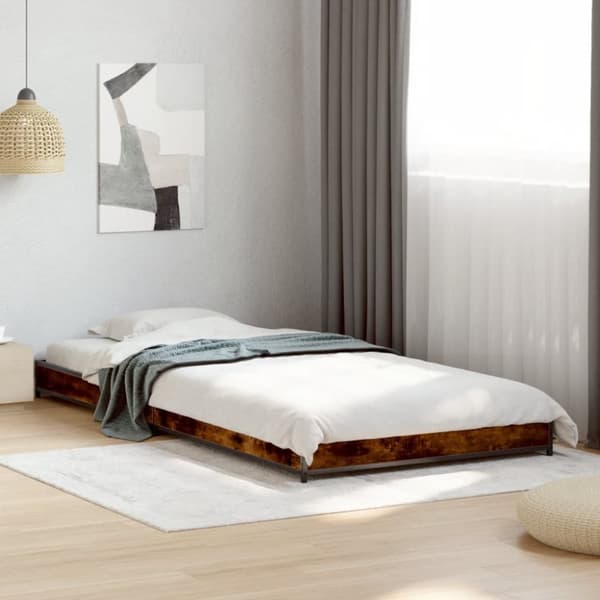 vidaXL Sängynrunko savutammi 75x190 cm tekninen puu ja metalli