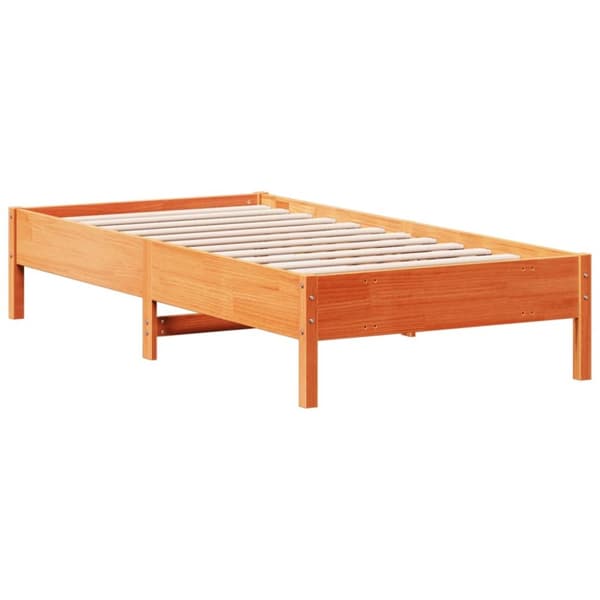 vidaXL Sängynrunko ilman patjaa vahanruskea 75x190 cm täysi mänty