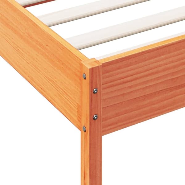vidaXL Sängynrunko ilman patjaa vahanruskea 75x190 cm täysi mänty