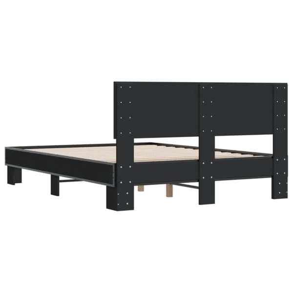 vidaXL Sängynrunko musta 135x190 cm tekninen puu ja metalli