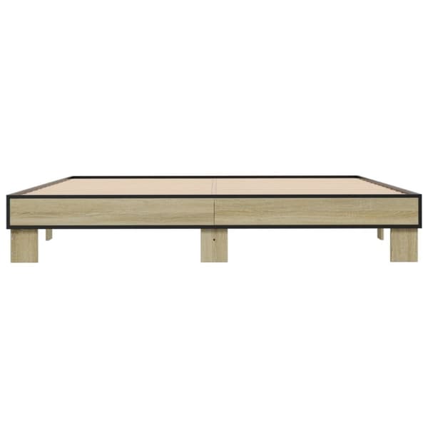 vidaXL Sängynrunko Sonoma-tammi 200x200 cm tekninen puu ja metalli