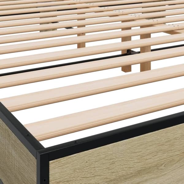 vidaXL Sängynrunko Sonoma-tammi 200x200 cm tekninen puu ja metalli