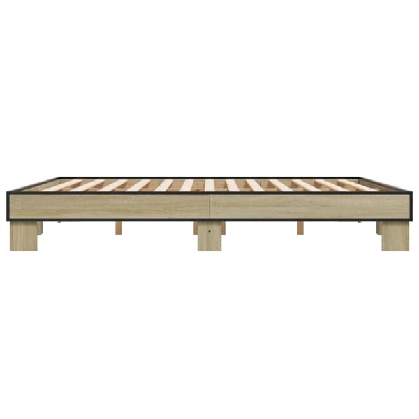 vidaXL Sengeramme sonoma eik 200x200 cm konstruert tre og metall