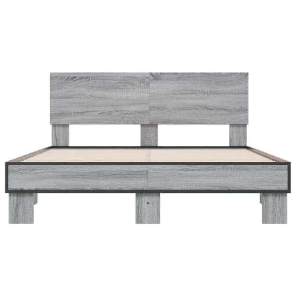vidaXL Sengeramme grå sonoma 140x200 cm konstruert tre og metall