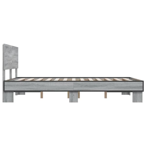 vidaXL Sengeramme grå sonoma 140x200 cm konstruert tre og metall