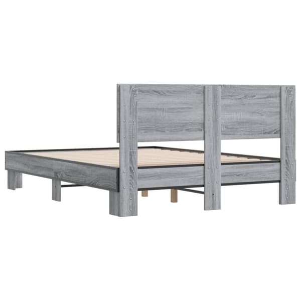 vidaXL Sengeramme grå sonoma 140x200 cm konstruert tre og metall
