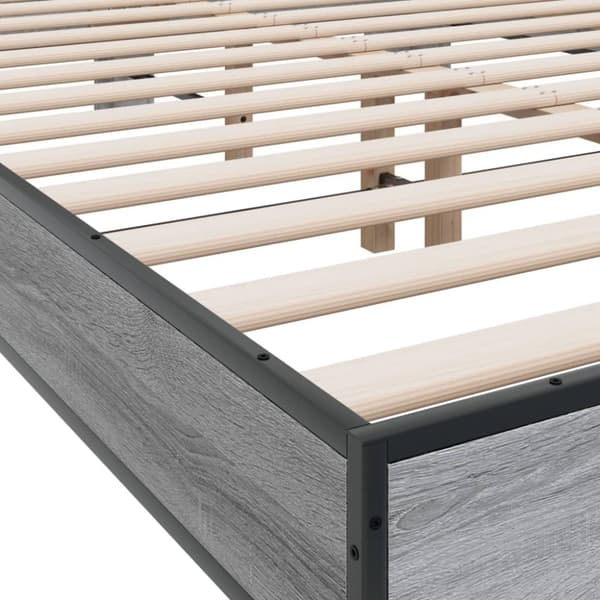vidaXL Sengeramme grå sonoma 140x200 cm konstruert tre og metall