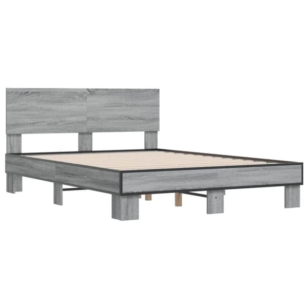 vidaXL Sengeramme grå sonoma 140x200 cm konstruert tre og metall