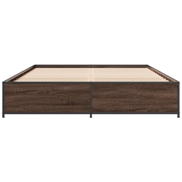 vidaXL Sengeramme brun eik 150x200 cm konstruert tre og metall