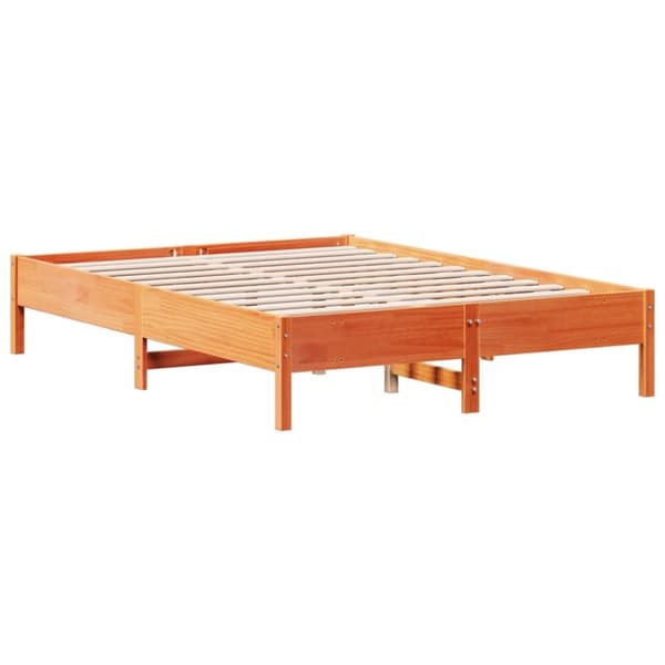 vidaXL sengeramme 140x200 cm massivt fyrretræ gyldenbrun