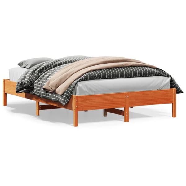 vidaXL sengeramme 140x200 cm massivt fyrretræ gyldenbrun