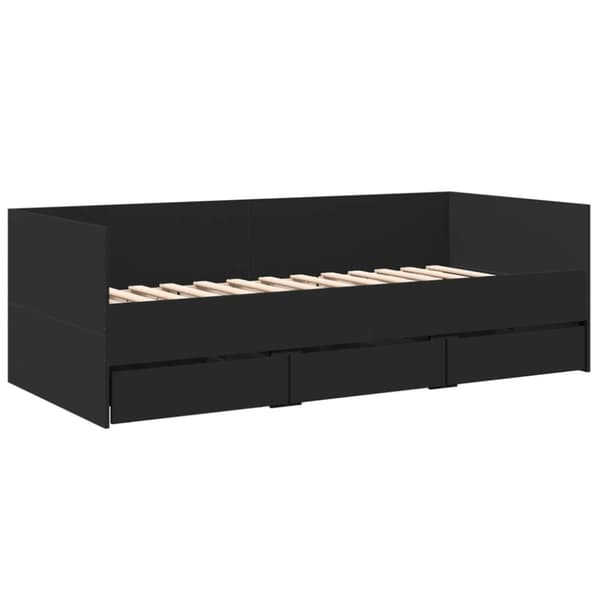 vidaXL Vuodesohva laatikoilla ei patjaa musta 90x200 cm