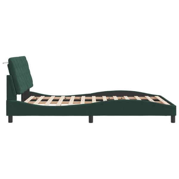 vidaXL sengeramme med sengegavl 140x190 cm fløjl mørkegrøn
