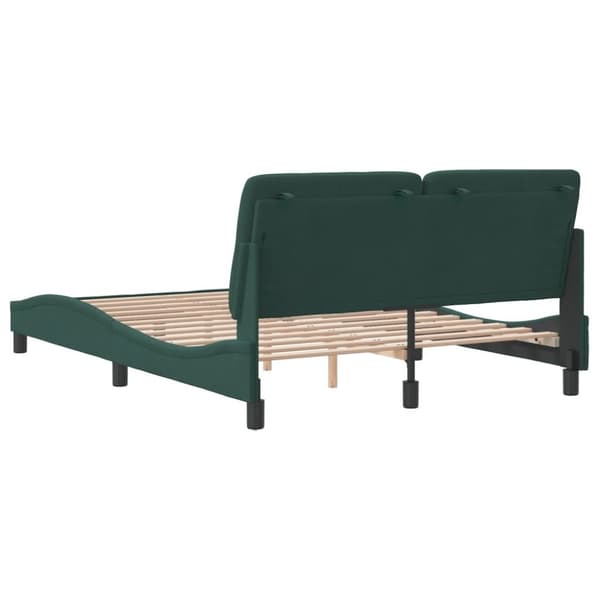 vidaXL sengeramme med sengegavl 140x190 cm fløjl mørkegrøn