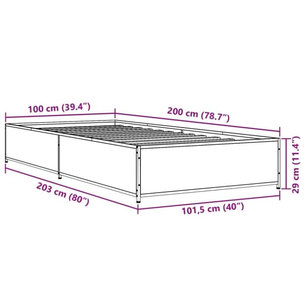 vidaXL Sängram svart 100x200 cm konstruerat trä och metall
