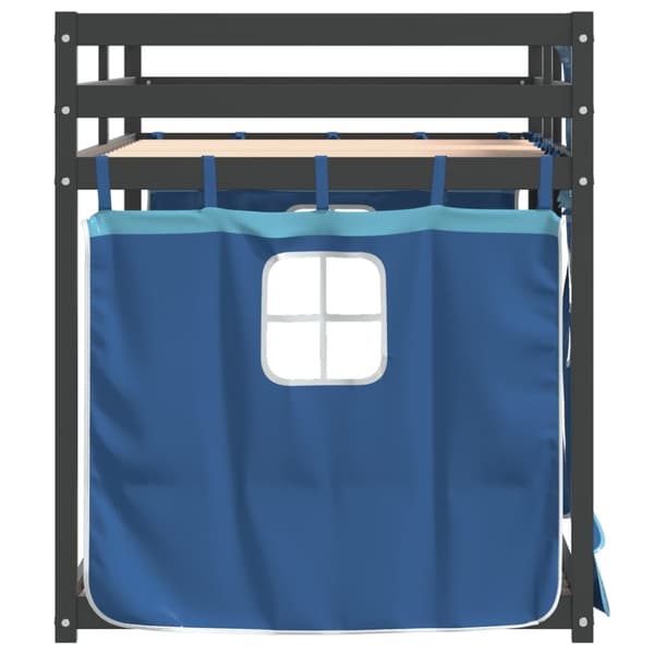 vidaXL Loftsäng med rutschkana blå 90x200 cm massiv furu