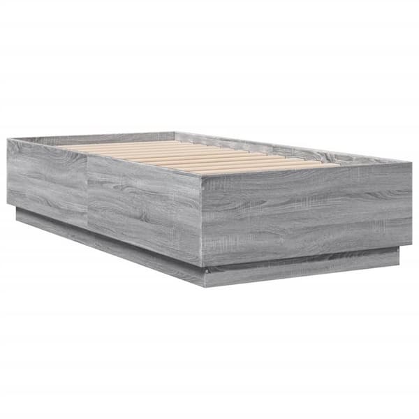 vidaXL Sengeramme grå sonoma 90x190 cm konstruert tre