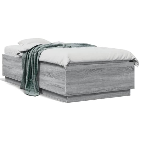 vidaXL Sengeramme grå sonoma 90x190 cm konstruert tre